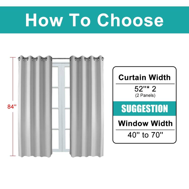 Pro Space Indoor Completely Blackout Curtain Grommets with Coating, 2 Panels