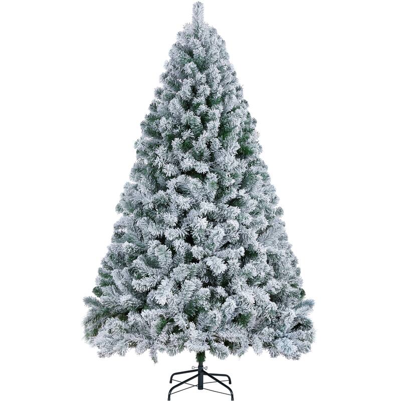 Yaheetech Premium 4.5ft/6ft/7.5ft/9ft Snow Flocked Artificial Decorative Christmas Tree, Green