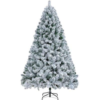 Yaheetech Premium 4.5ft/6ft/7.5ft/9ft Snow Flocked Artificial Decorative Christmas Tree, Green