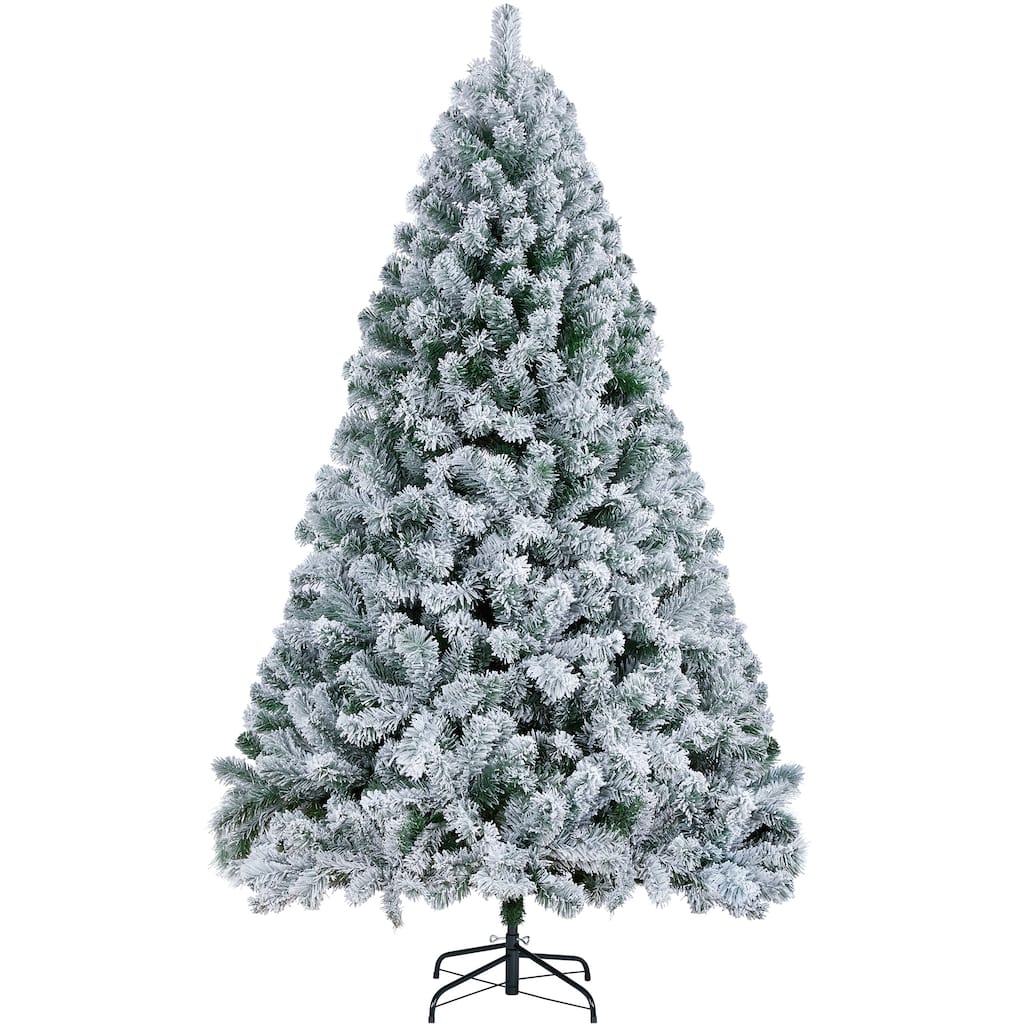 Yaheetech Premium 4.5ft/6ft/7.5ft/9ft Snow Flocked Artificial Decorative Christmas Tree, Green