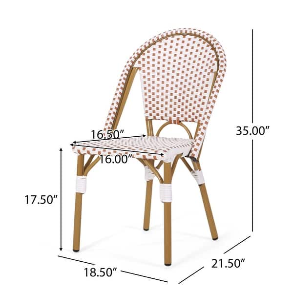 dimension image slide 4 of 5, Elize Outdoor French Cafe Chairs (Set of 4) by Christopher Knight Home