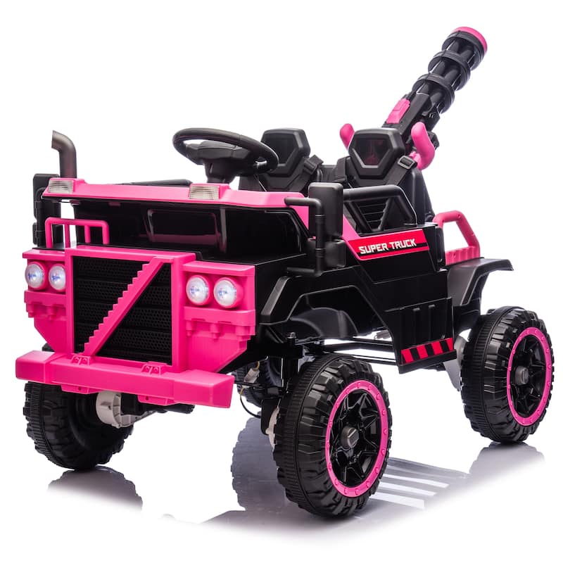 24V 3-Seater Kids Electric Ride-On Car for Ages 3-8, Remote Control with Water Gun & Bluetooth - Pink