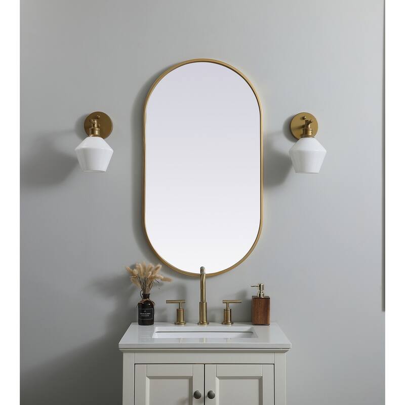 Indigo Home Metal Frame Oval Mirror 20x36 Inch