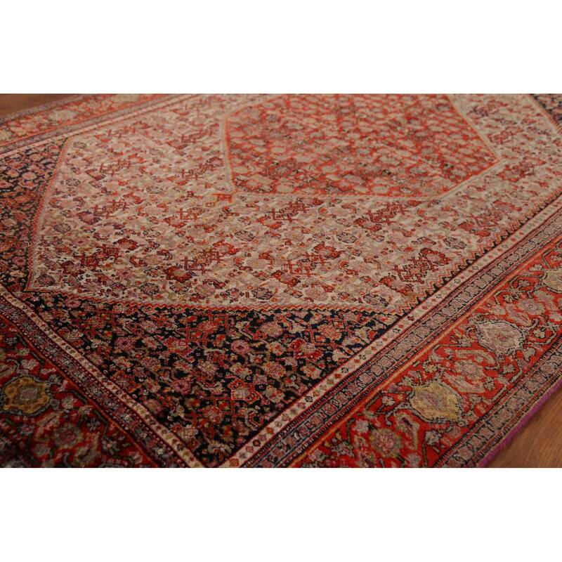 Vegetable Dye Senneh Haftrang Masterpiece Persian Antique Wool Carpet - 4'4"x 6'3"