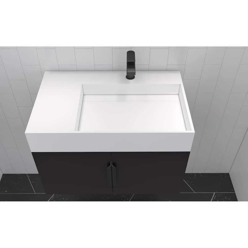 Amazon 30" Wall Mounted Bathroom Right Basin Vanity Set w/ White Top