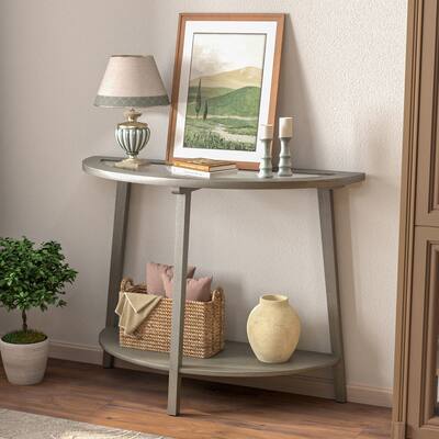 COSIEST Silver Glass Top Console Sofa Table