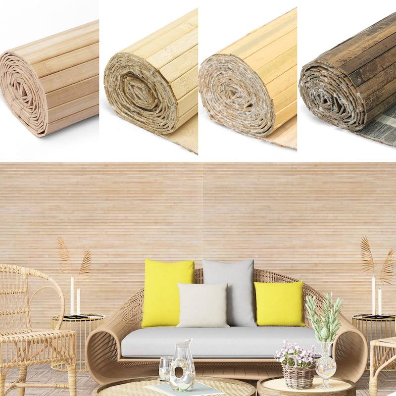 Art3d 48 x 96 in Natural Bamboo Wall Panel for Wall Decor for Living Room,Bedroom,Office - 96 X 48