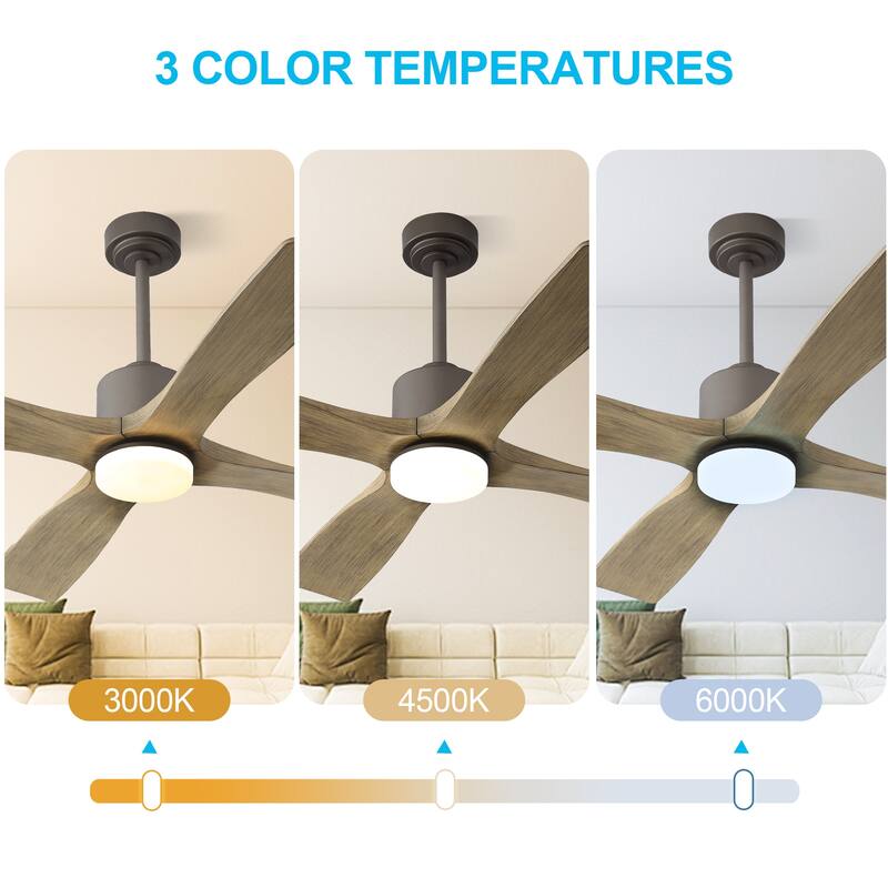 MLiAN 54 inch Solid Wood Indoor Ceiling Fan with Light Kit and Remote - 54 inch