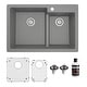 preview thumbnail 41 of 65, Karran 33" Top Mount Large/Small Bowl Quartz Kitchen Sink Kit - 33" x 22" x 9"