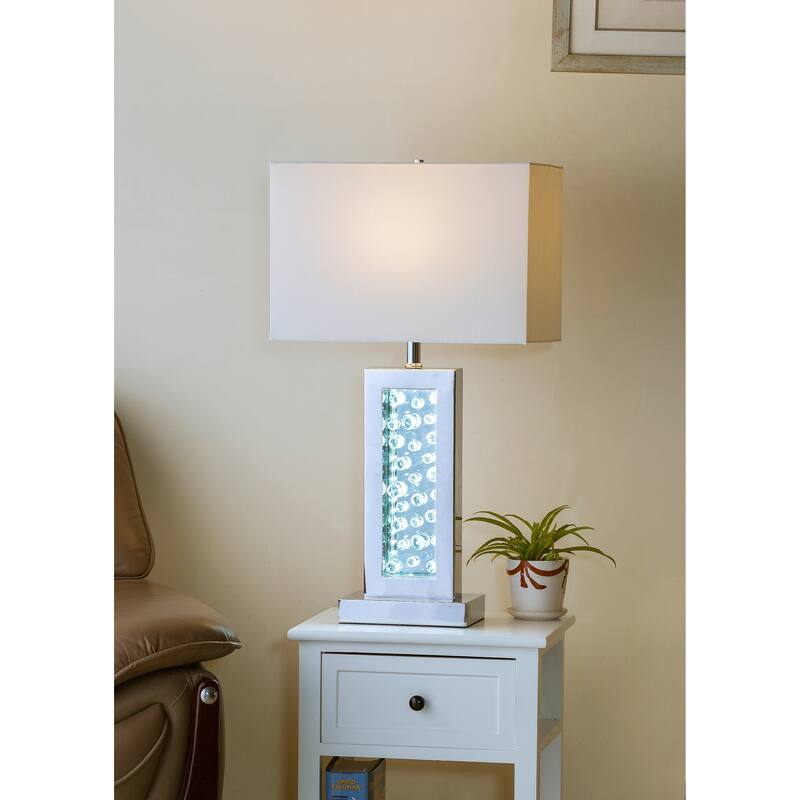 Modern Unique Glass Bubble Column Clean Rectangular Shade 1pc Lamp Ambient Glow Chrome LED Accent White