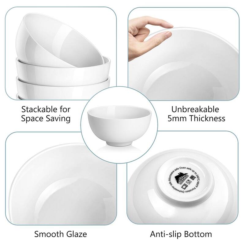 MALACASA 8-Piece Porcelain Cereal Bowl Soup Bowls Set
