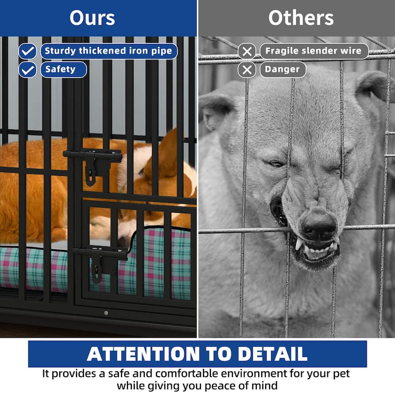 Moasis 47/43/37 inch Heavy Duty Dog Crate Escape Proof Dog Cage Kennel with Lockable Wheel