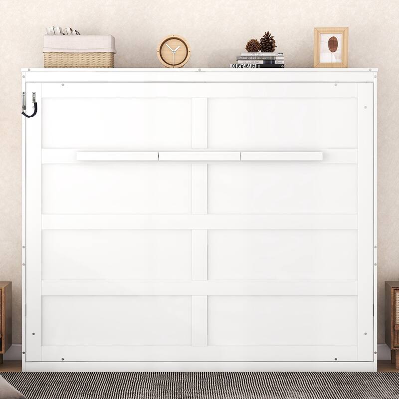 Modern Queen Size Murphy Bed Foldable Platform Bed Can be Folded into Cabinet, Hidden Wall Bed Cube Cabinet Frame
