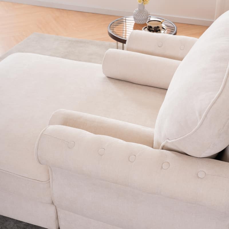 Anmytek Oversized Chenille Chaise Lounge Sofa Bed - Wide Seat Lazy Sleeper Reading Armchair