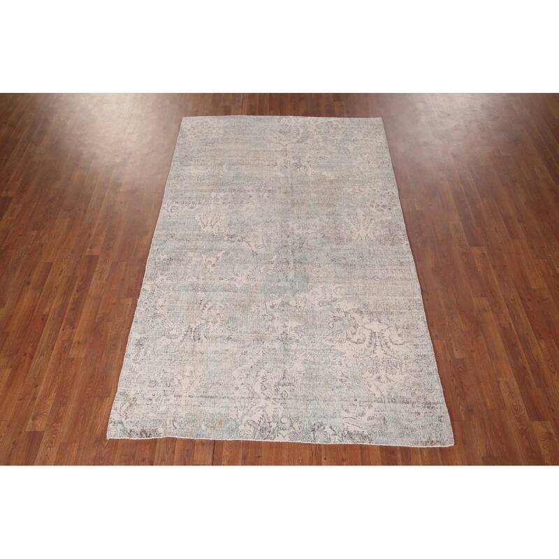 Abstract Indian Area Rug Handmade Wool Carpet - 4'11"x 7'10"