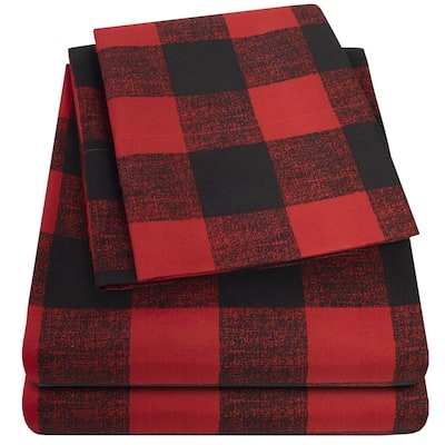 Sweet Home Collection Buffalo 4 Piece Printed Sheet Set, Double Brushed Microfiber