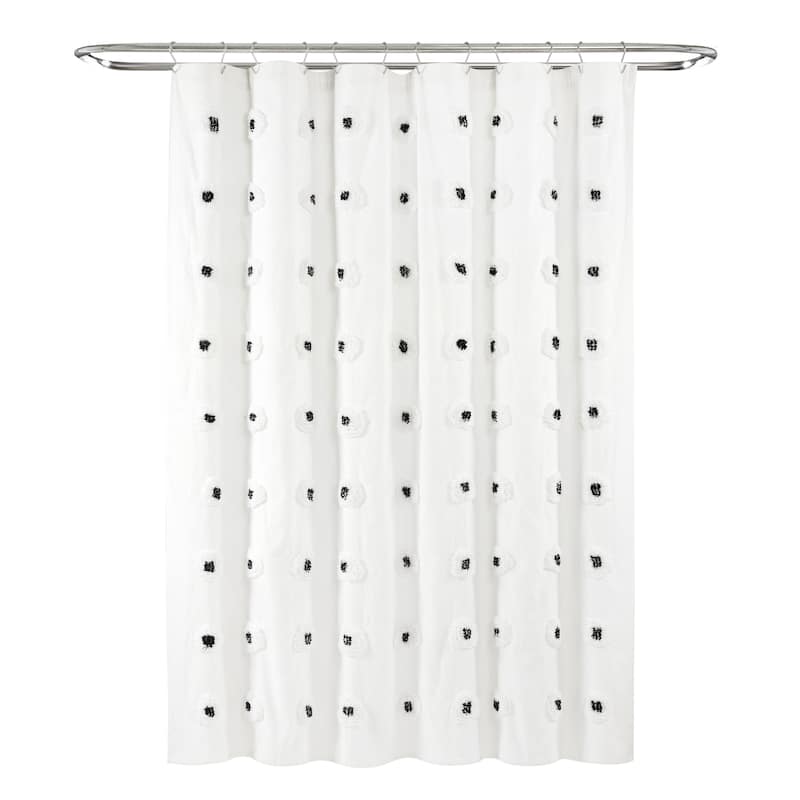 Lush Decor Boho Circle Tufted Yarn Dyed Eco-Friendly Recycled Cotton Shower Curtain Single