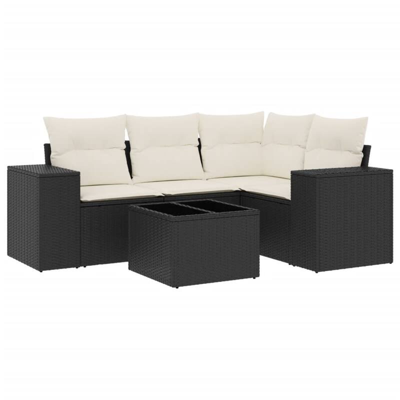 vidaXL Patio Sofa Set with Cushions Outdoor Conversation Furniture Poly Rattan
