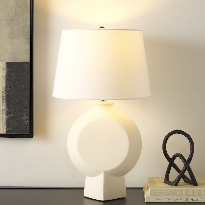 SAFAVIEH Alena 27-inch Ceramic Table Lamp with 3-Way Switch - 15"W x 15"D x 27"H - Off White