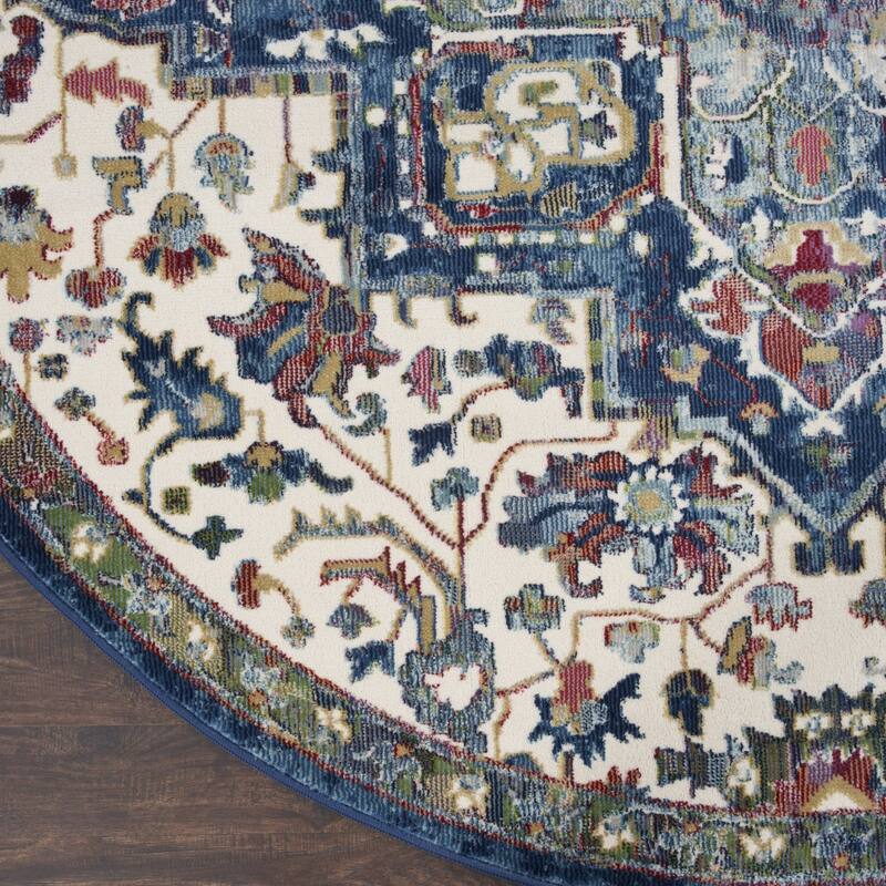 Power Loomed Distressed Geometric Floral Non Skid Area Rug - 72' X '72' X '0.5