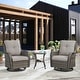 preview thumbnail 81 of 110, Pocassy 3-Piece Outdoor Swivel Bistro Set, Wicker Rocking Chairs Grey/Beige