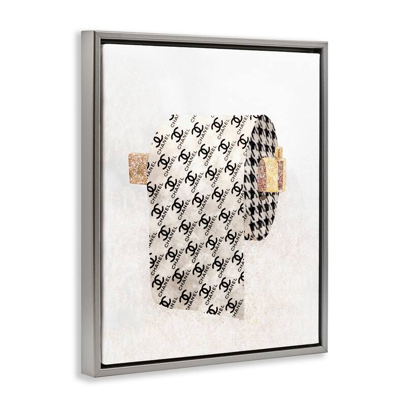 Stupell Fashion Glam Toilet Paper Designer Detailing Floater Frame - Off-White