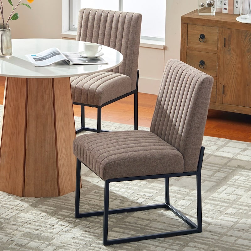 Mid Century Modern Dining Chair with Black Metal Legs