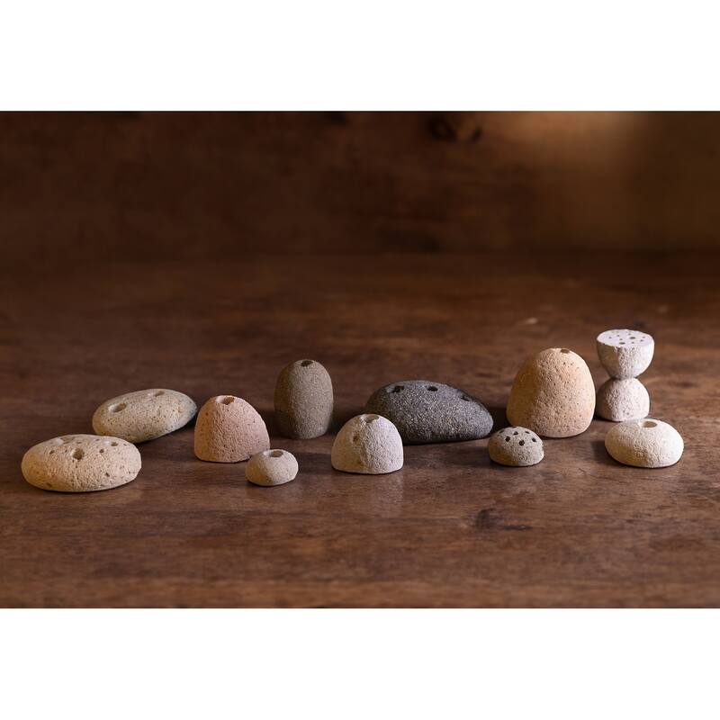 Candleholder Rock 2 Holes Natural 6.75"x5.5"x2.25"- ST - Natural - Natural