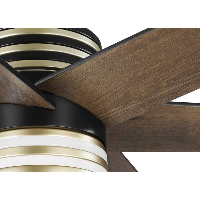 Carrollwood Collection 56-Inch Six-Blade Matte Black Chestnut LED DC Motor Contemporary Ceiling Fan - 56 in x 56 in x 18 in