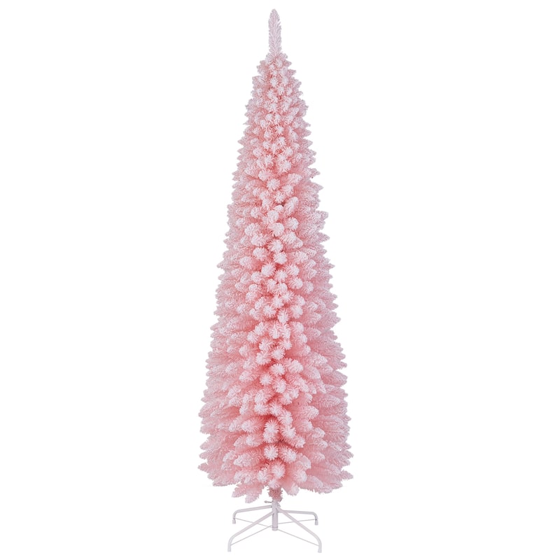 Gymax 5/7/8/6 FT Artificial Pink Christmas Tree w/ 328/635/1000/460 - 7 Foot