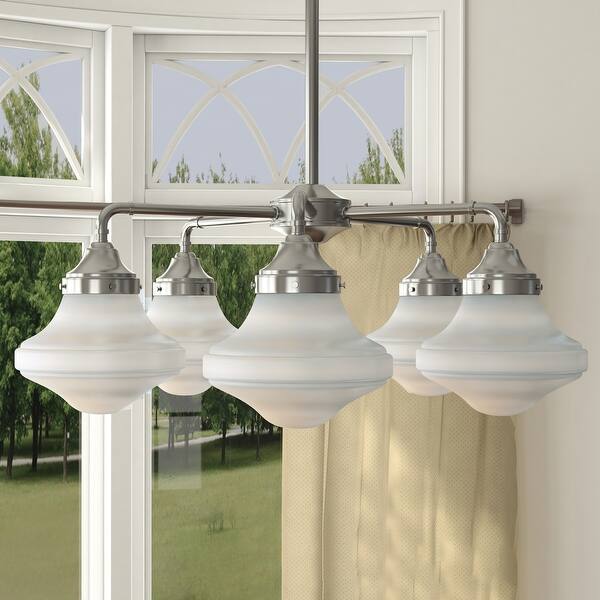 slide 1 of 1, New School 5-Light LED Chandelier - Silver