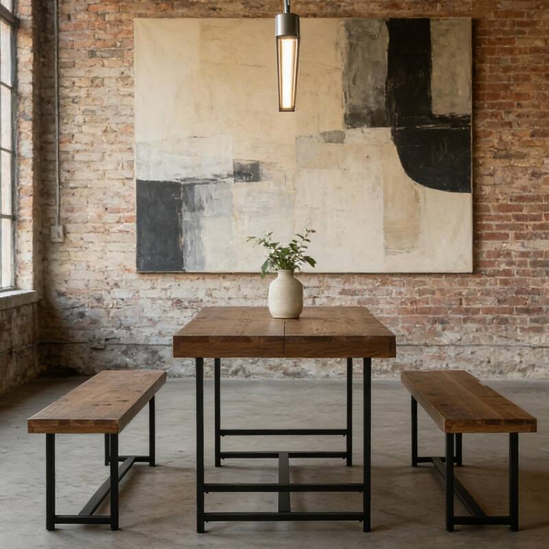 Rustic Rectangular 4-Person Dining Set with 2 Chairs