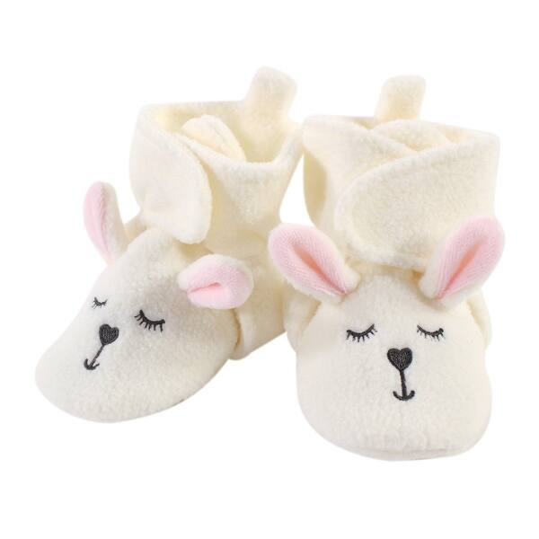 slide 1 of 1, Hudson Baby Infant Girl Cozy Fleece Booties, Modern Bunny Modern Bunny - 0-6 Months