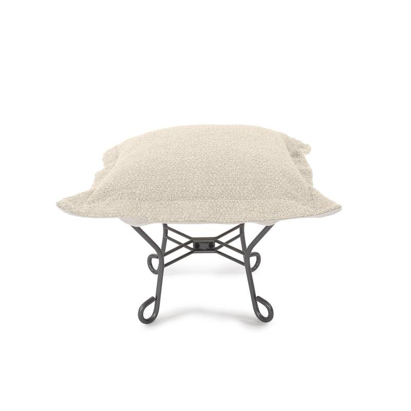 Allan Andrews Scroll Puff Ottoman with Titanium Frame & Cover, Barbet Collection