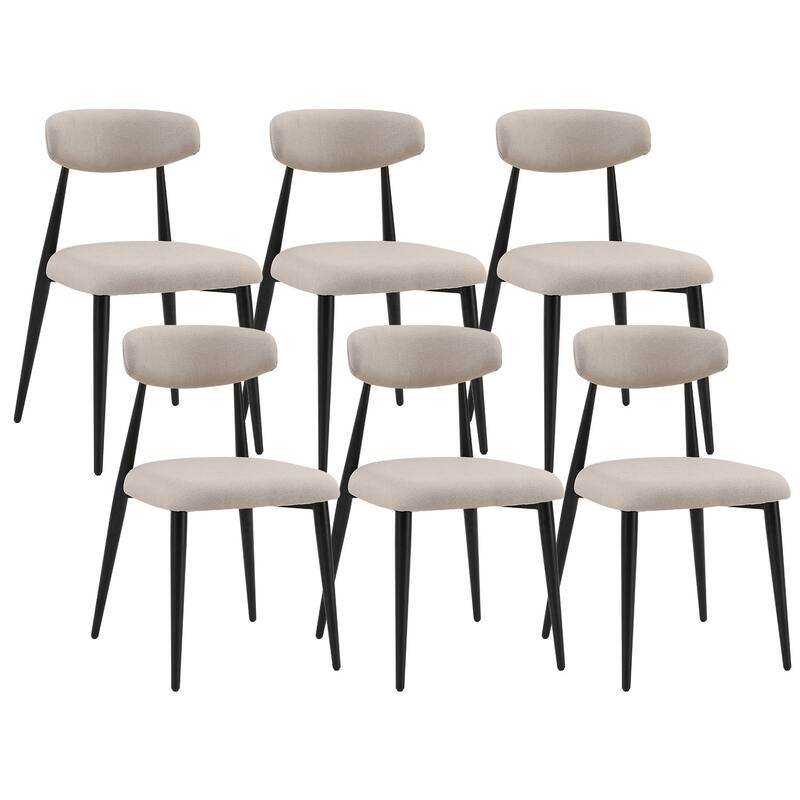Modern Upholstered Curved Backres Dining Chairs with Metal Frame