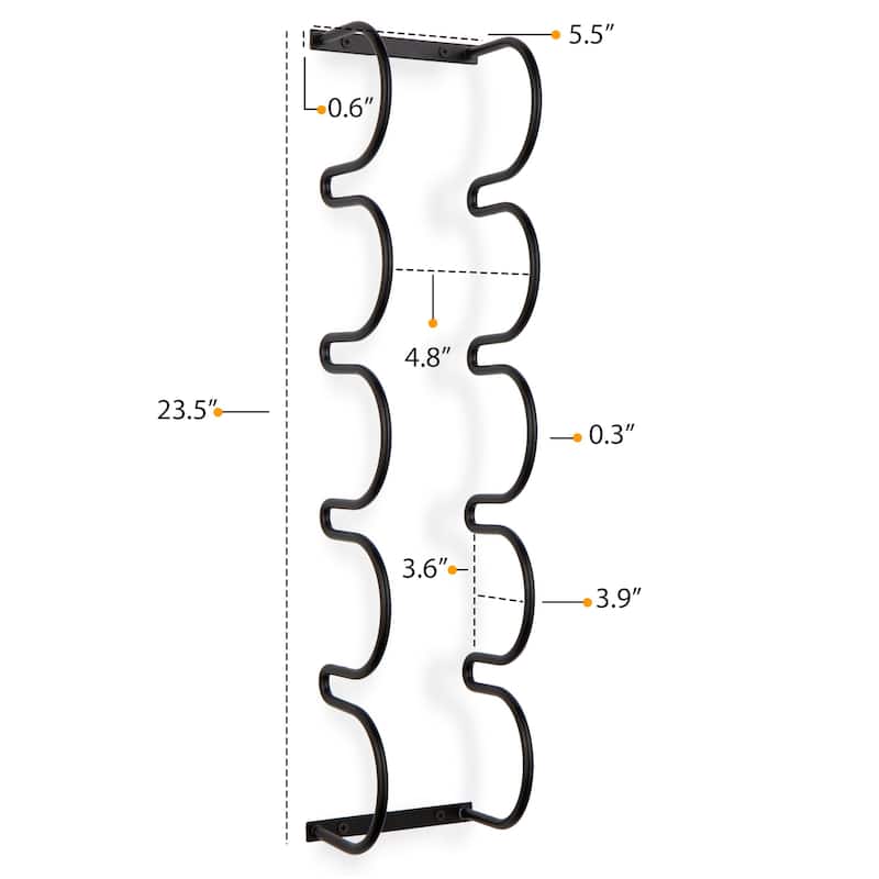 Wallniture Dijon 5-Sectional Wine Rack Wall Mounted or Under Cabinet Organizer, Black (Set of 2)
