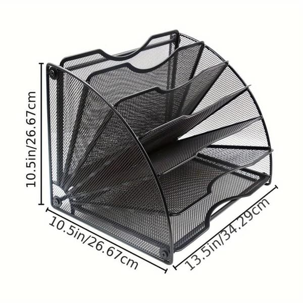 6-Tier Fan-Shaped Mesh File Rack Office Organizer File Storage - Bed ...