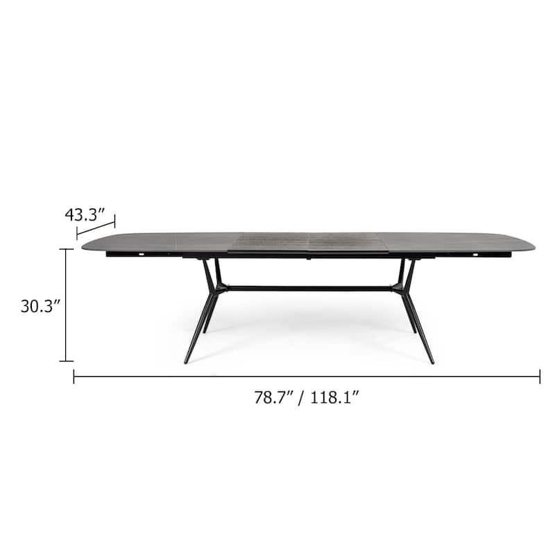 Cid Julie Dining Table, 79-118 Inch Extendable Black Ash Ceramic Top