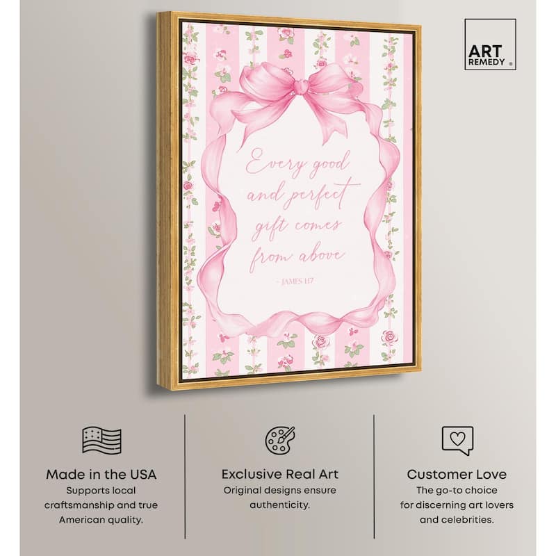 Good and Perfect Gift Bow Canvas by Art Remedy