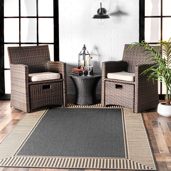 nuLOOM Asha Simple Border Indoor/Outdoor Area Rug. Opens flyout.