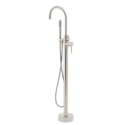 Stand Alone Tub Filler Freestanding 45 in Tub Brush Nickel Faucet - 45.47'' H x 6.5'' W x 12.2'' D