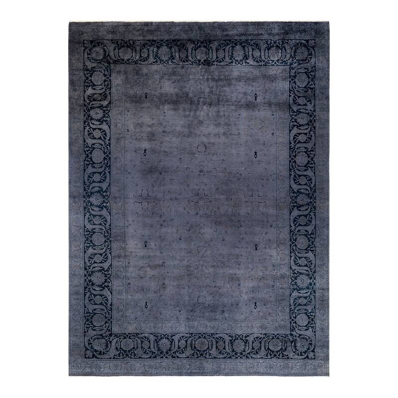 Overton Hand Knotted Wool Vintage Inspired Modern Contemporary Overdyed Gray Area Rug - 9' 2" x 12' 6"