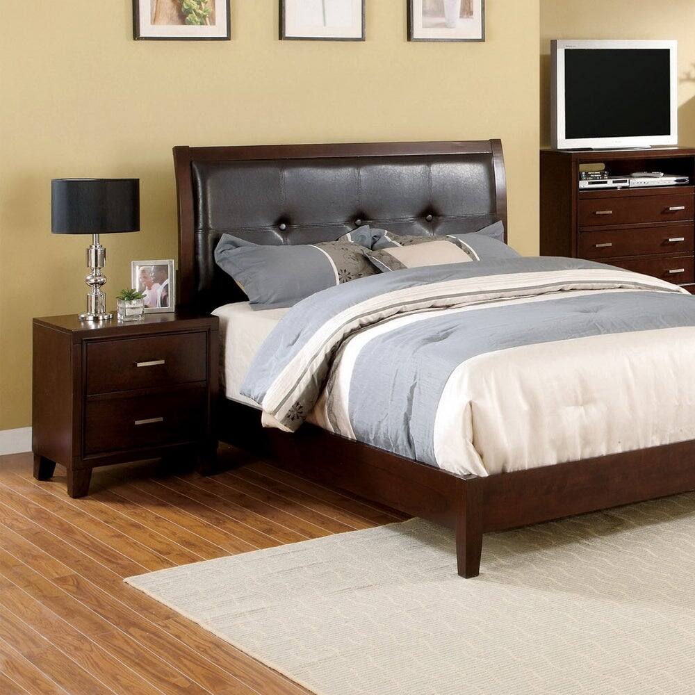 Fove Contemporary Cherry Wood 2-Drawer Nightstand by Furniture of America