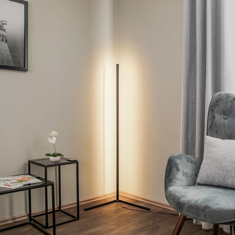 RGBCW LED Corner Floor Lamp with Remote Control