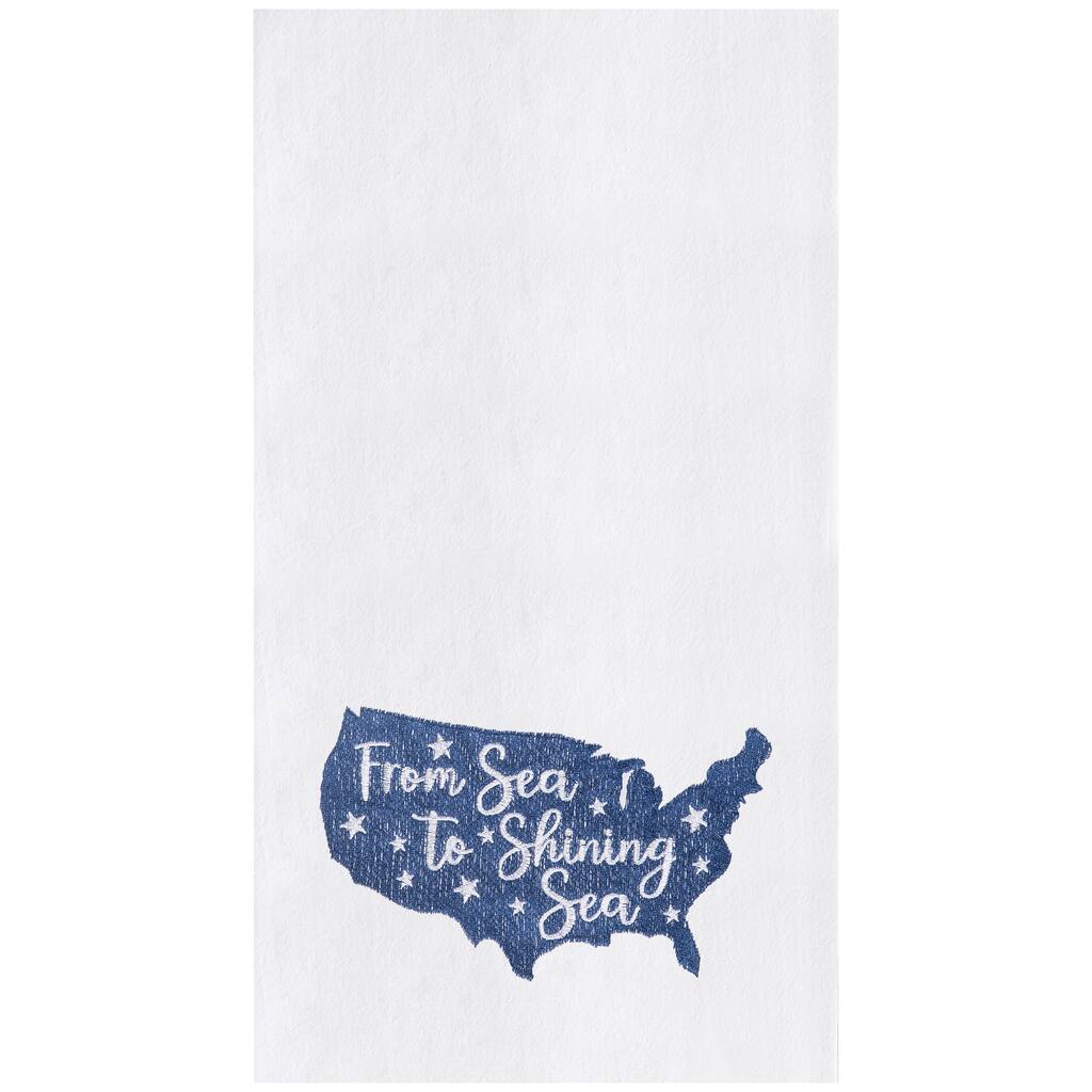 Sea To Shining Sea USA Map Patriotic Embroidered Cotton Flour Sack Kitchen Towel Dishtowel Decoration