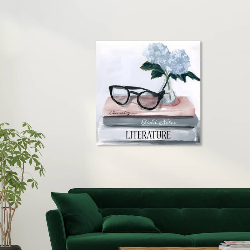 Wynwood Studio Fashion and Glam Literature Blue and Glam Wall Art Canvas Print - 30 x 30