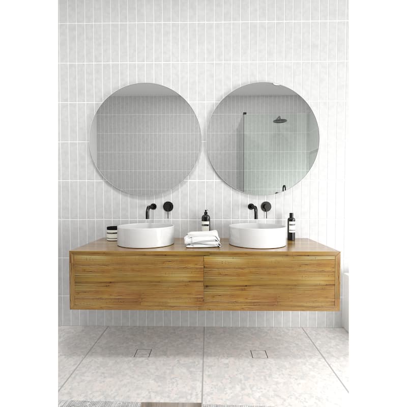 Glass Warehouse Round 32" Stainless Steel Framed Mirror
