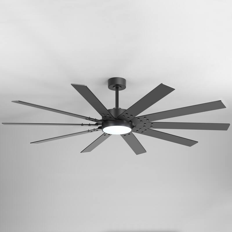 72" Integrated LED Windmill Large Ceiling Fan with Light and Remote(10 Reversible Blades)