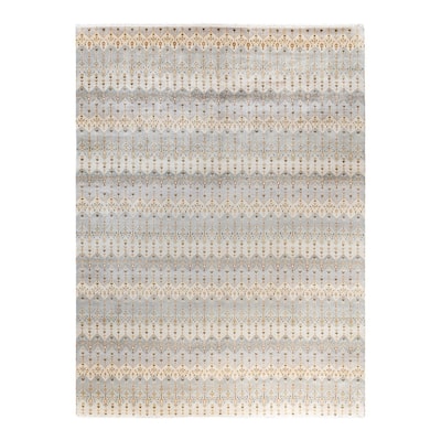 Ikat One-of-a-Kind Hand-Knotted Area Rug, Blue - 9' 1" x 12' 3"