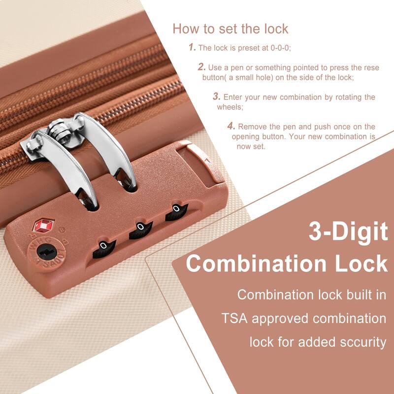 6-Piece, Modern Expandable Lightweight Luggage with 2 Wheels Telescopic Handle and TSA Lock, for Boarding Travel